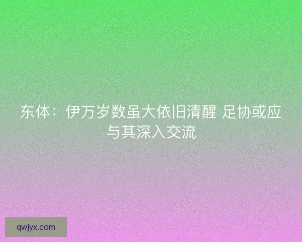 东体:伊万岁数虽大依旧清醒 足协或应与其深入交流 东体:伊万岁数虽大依旧清醒 足协或应与其深入交流