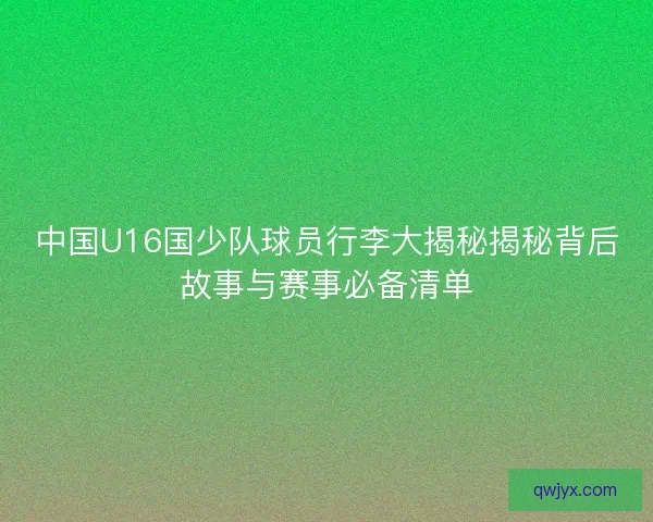 中国U16国少队球员行李大揭秘揭秘背后故事与赛事必备清单