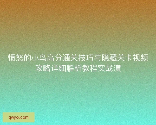愤怒的小鸟高分通关技巧与隐藏关卡视频攻略详细解析教程实战演