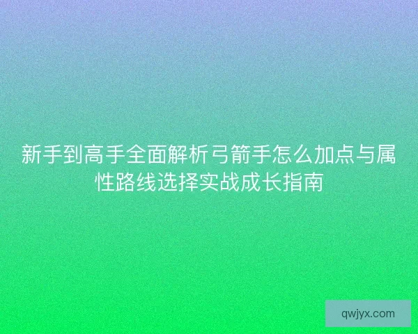 新手到高手全面解析弓箭手怎么加点与属性路线选择实战成长指南