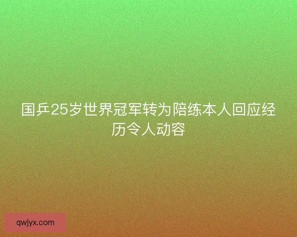 国乒25岁世界冠军转为陪练本人回应经历令人动容